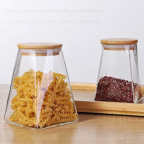 Kitchen Storage Jars Borosilicate Glass Jars for Kitchen With Wooden Lid Air Tight Jar, 550 ml, Pack of 2