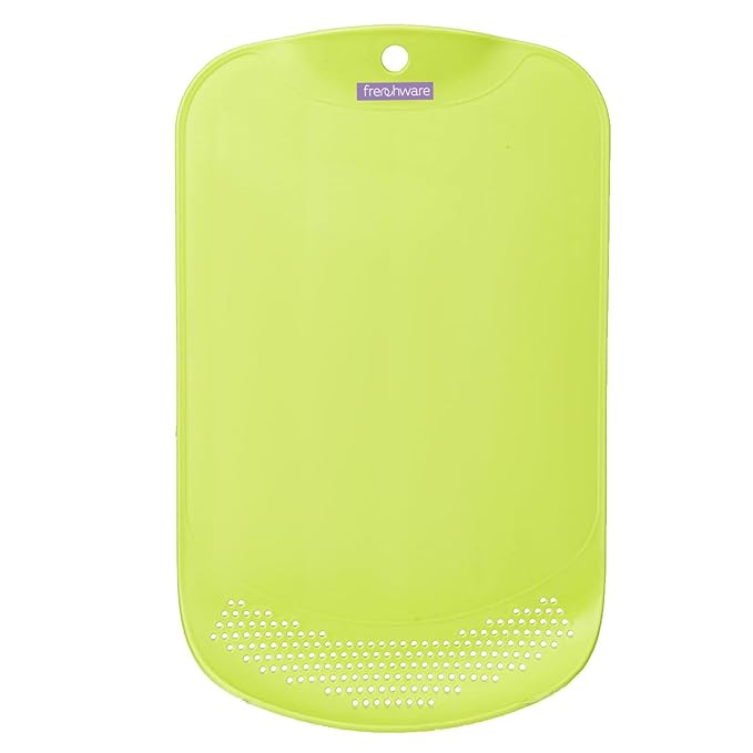 Plastic Cutting/ Chopping Board With Drainer, 1 Unit, Premium-grade Plastic, Green Colour