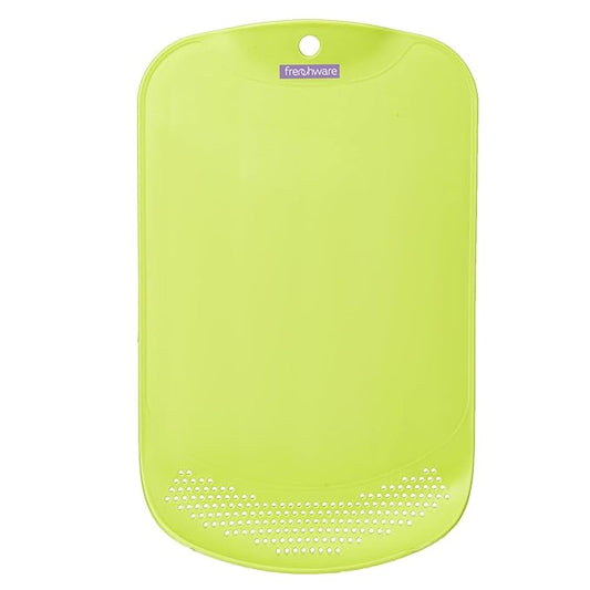 Plastic Cutting/ Chopping Board With Drainer, 1 Unit, Premium-grade Plastic, Green Colour