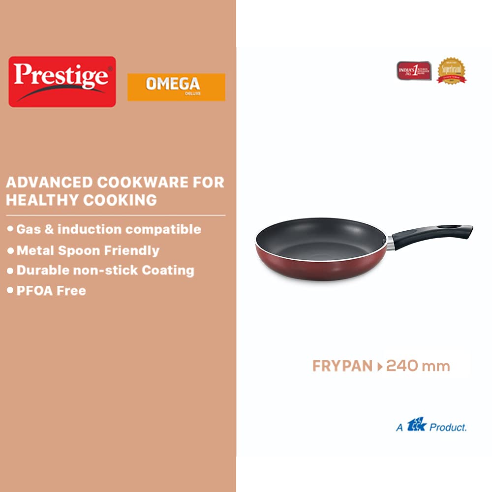 Induction Base Non-stick Aluminium Fry Pan, 24 cm, Red