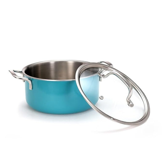 Stainless Steel Triply Casserole With Lid, Biryani Pot, Stock Pot With Lid, Jindal Stainless, 20 cm, 3 L