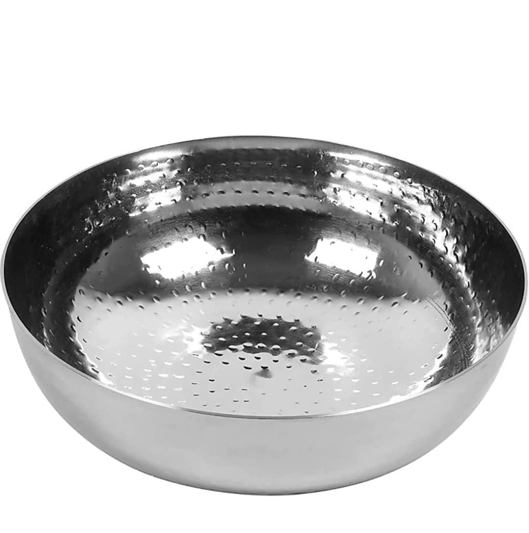 Sandwich Bottom Heavy Guage Stainless Steel Hammered Tasla, Without Handle Kadhai Cookware - (3500 ml)