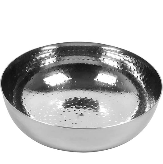 Sandwich Bottom Heavy Guage Stainless Steel Hammered Tasla, Without Handle Kadhai Cookware - (3500 ml)