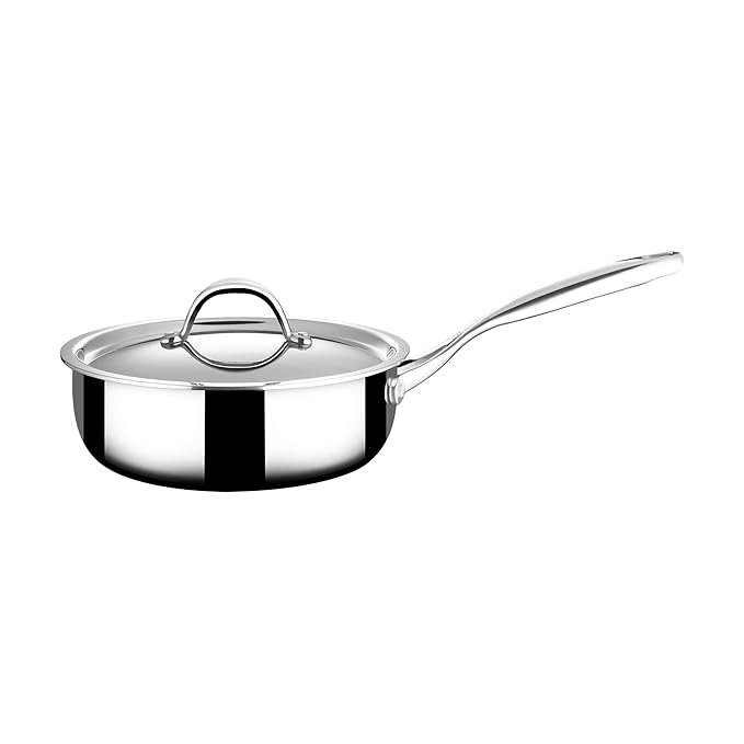 Triply Stainless Steel Saute Fry Pan With Lid, Induction Pan, Multi Pan, Stir Fry Pan, 1.8 L, 20 cm