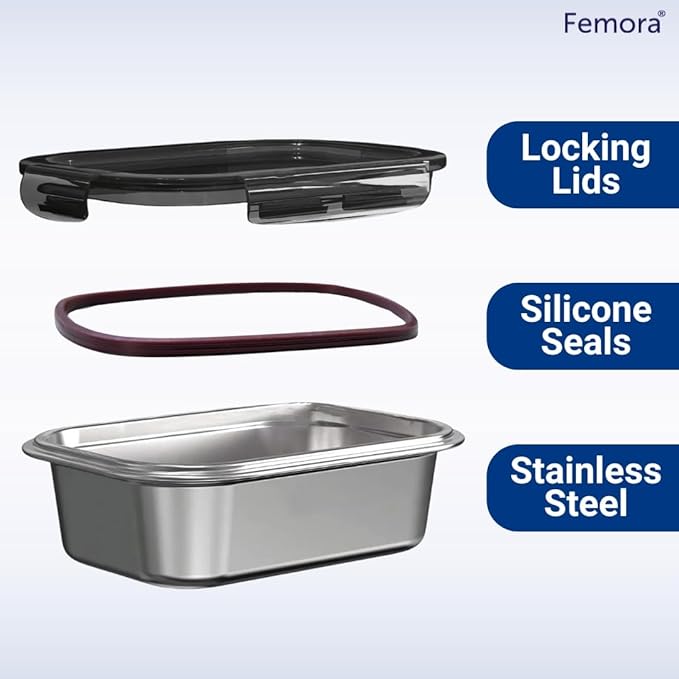 High Steel Rectangle Heavy Duty Airtight Leakproof Unbreakable Lunch Box, Storage Container With Lock Lid