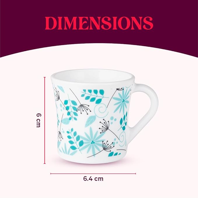 Stardust Opalware Mug, Set of 6 Tea/coffee Mugs, 100 ml Each