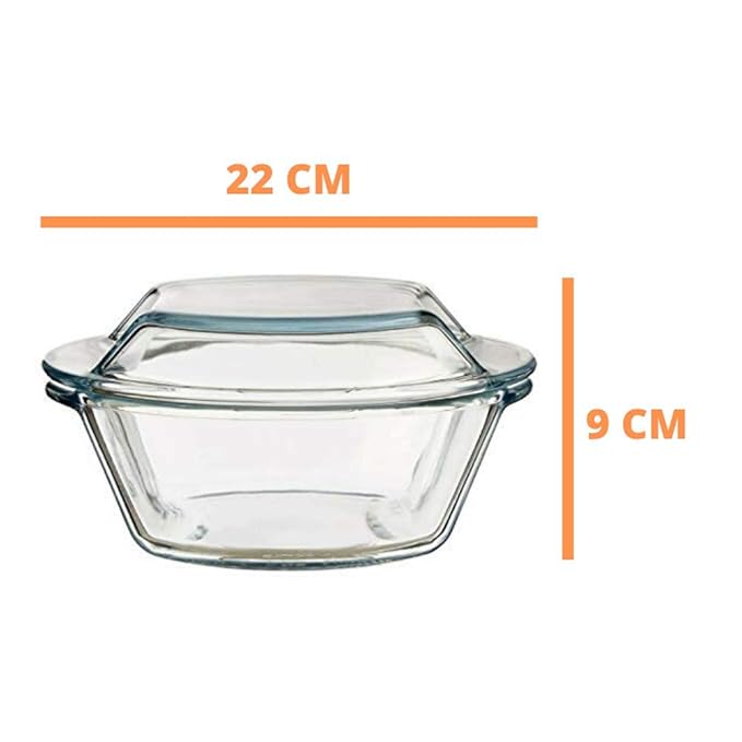 Borosilicate Serving Bowl, Glass Casserole Set, Glass Bowl With Lid, Microwave Safe Bowl Set, Pack of 1