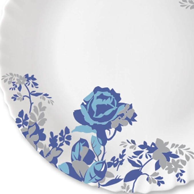 Opalware Blue Cascade Full Plate, White, 11 inch, Set of 6