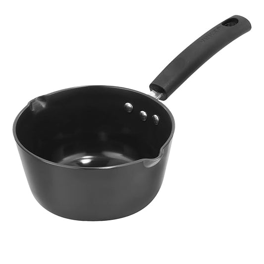 Hard Anodised American Non Stick Saucepan - 1.8 L, 18 cm, 3.25 mm Thickness, Metal Spoon Friendly