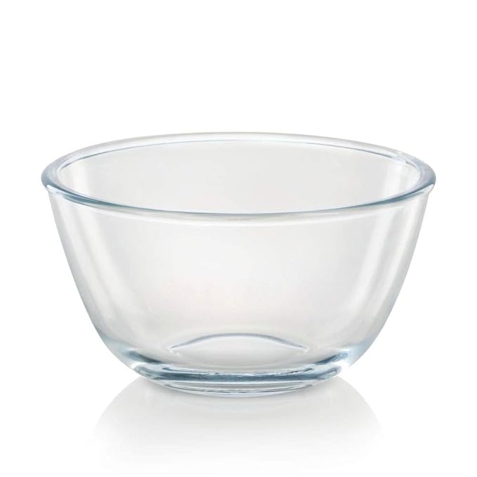 Glass Mixing & Serving Bowls With Lids, Oven & Microwave Safe Bowls, Set of 2 (900 ml Each)