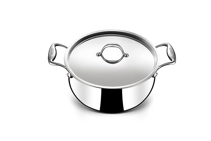 Triply Stainless Steel Belly Saucepot With Lid, Induction Base Casserole, Briyani Pot/ Handi, 4.3 L