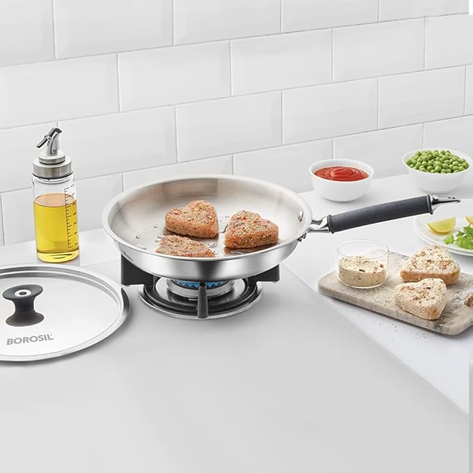 Tri-ply Stainless Fry Pan With Lid, Induction Friendly, 1.9 L, 24 cm