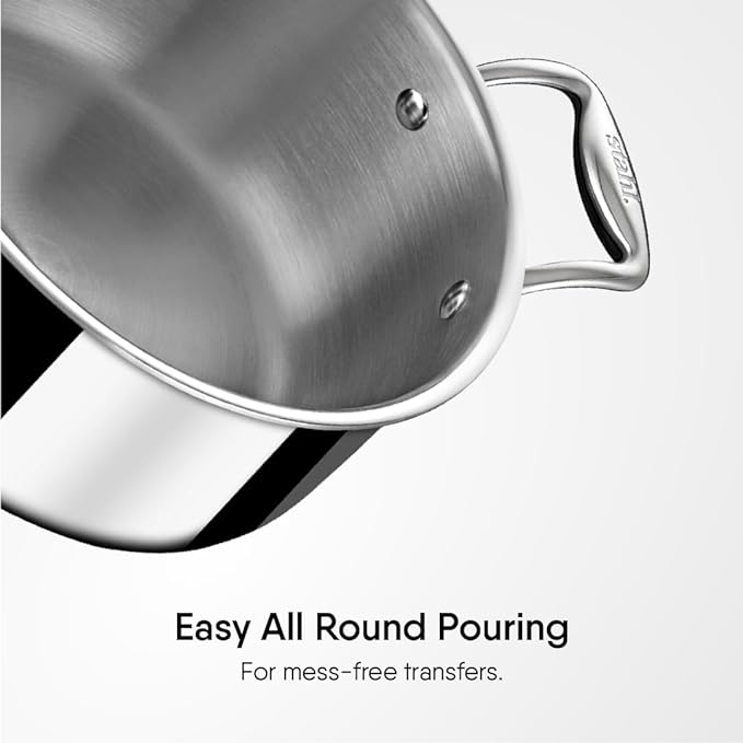 Triply Stainless Steel Sauce Pot/ Casserole With Lid, Induction Pot, Briyani Pot/ Handi, 5.1 L