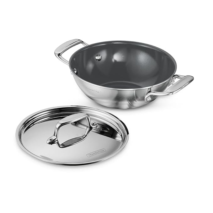 Healthy Triply Ceramic 20 cm/1.7L Kadai with SS 304 lid
