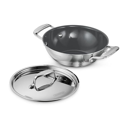 Healthy Triply Ceramic 20 cm/1.7L Kadai with SS 304 lid
