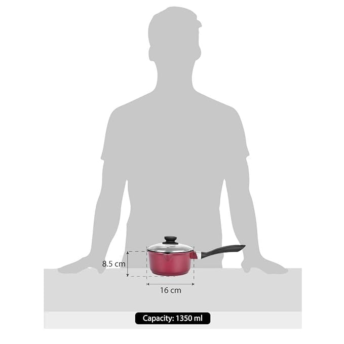 Scarlett Cast Aluminium Non-stick Saucepan With Glass Lid, 16 cm, 1.35 L