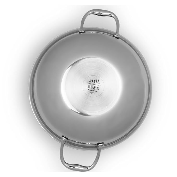 Triply Stainless Steel Kadai With Induction Base Heavy Duty Kadhai for Kitchen