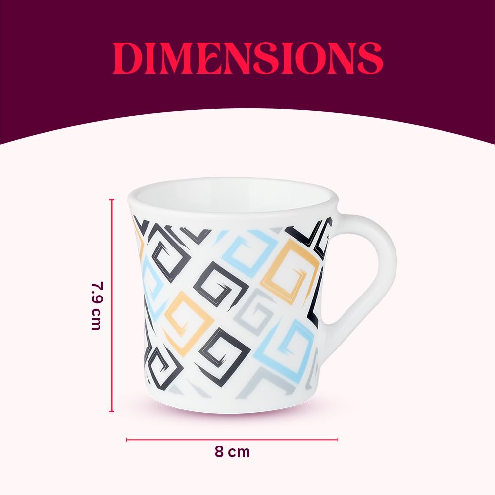 Opalware Mug, Set of 6 Tea/coffee Mugs, 210 ml Each