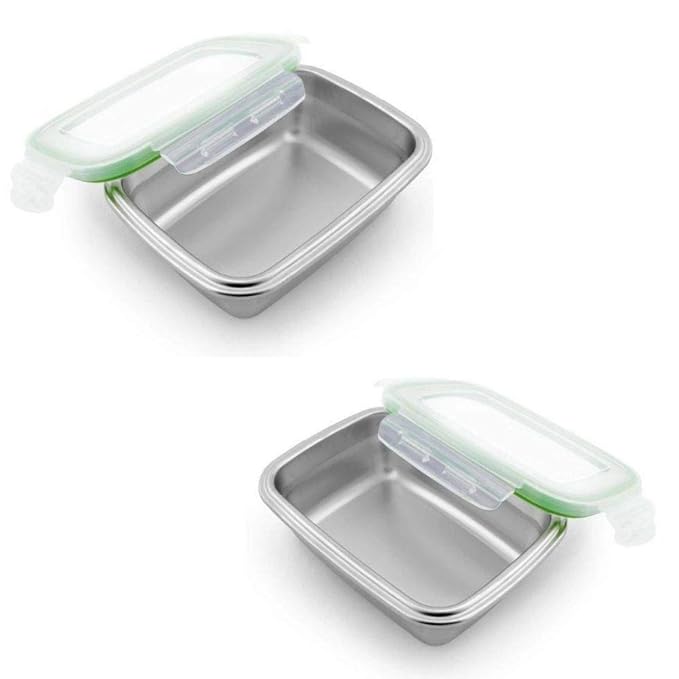 Lunch Box High Steel Rectangle Heavy Duty Airtight Leakproof Unbreakable Storage Container With Lock Lid - Design 6