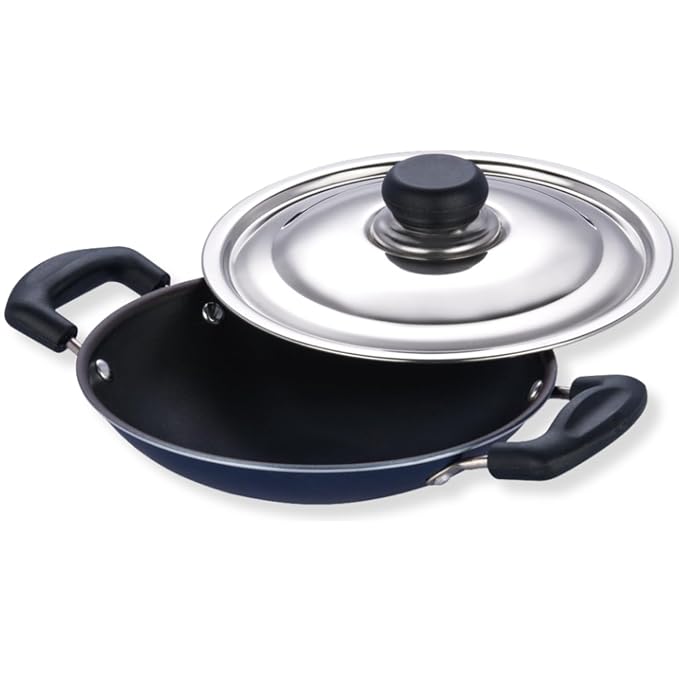 Non Stick Appachetty with Lid - 20 cm, Appam Pan, 3 mm Extra Thick, 3 Layer Coating