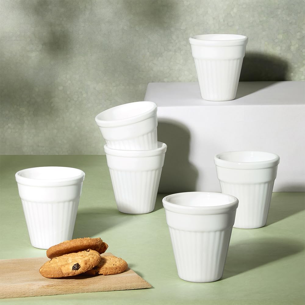 6 Pcs Tea/coffee Opalware Kulhad Set, 100 ml Each