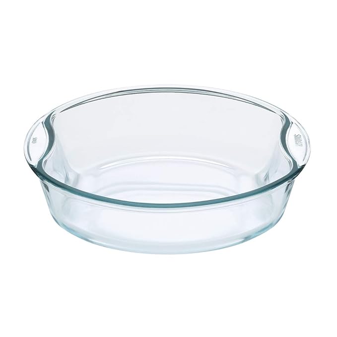 Round Glass Baking Dish, 2.5 L, Microwave Safe & Oven Safe, Transparent, 1 Piece