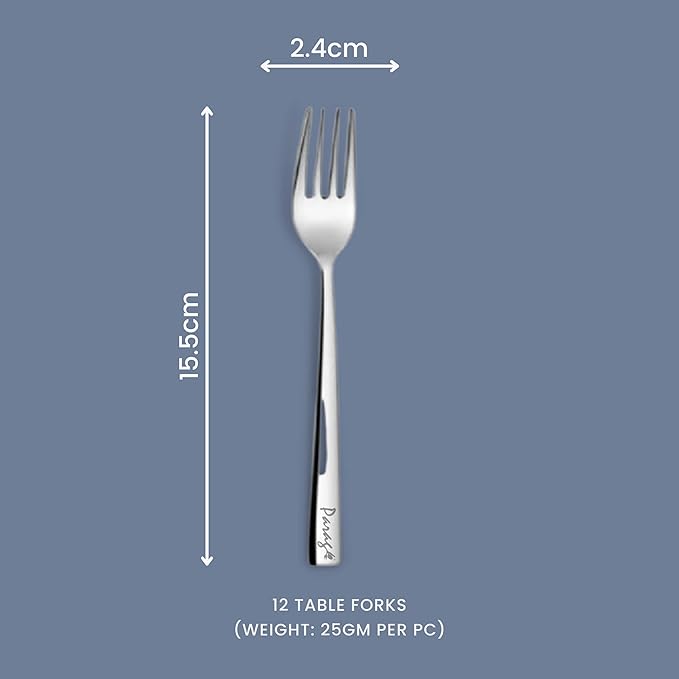 12 Pieces Stainless Steel Dinner Forks Set for Home & Kitchen 15.5 cm Long