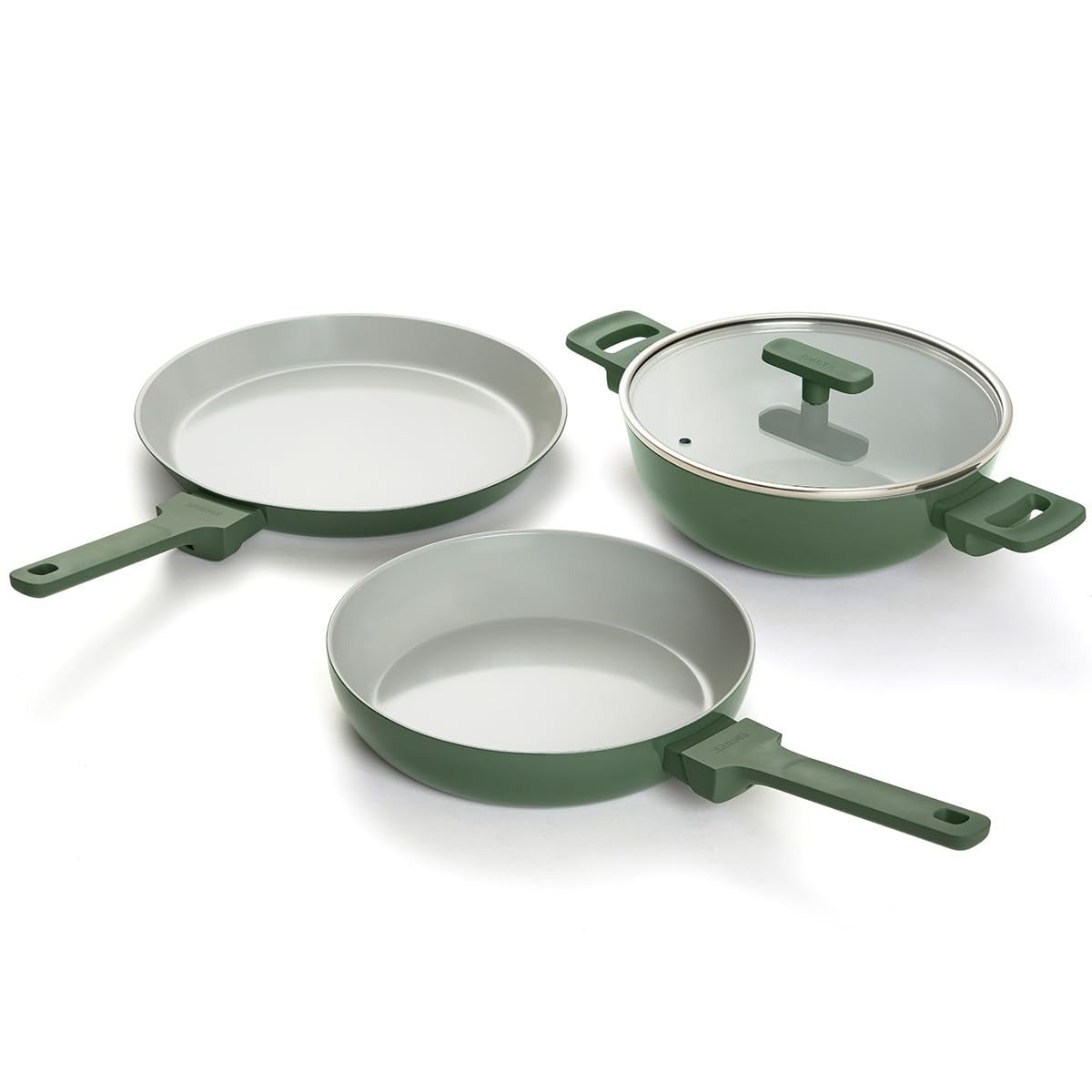 Cookware Set of 3 Soft-Touch Handle Green
