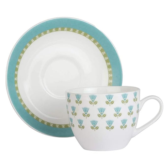 Indian Ceramic Tea Cup and Saucers Set - 1400 g (Pack of 6)