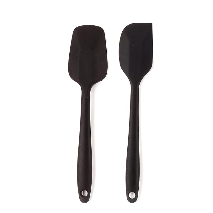 Non-stick Premium Silicone Spatula, Large Spatula & Large Spoon, Black