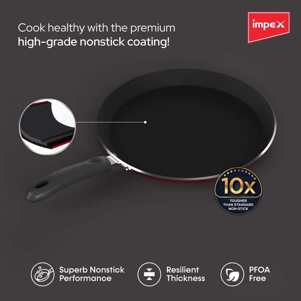 Induction Base Non-Stick Aluminium Pathiri Pan 26 cm Maroon
