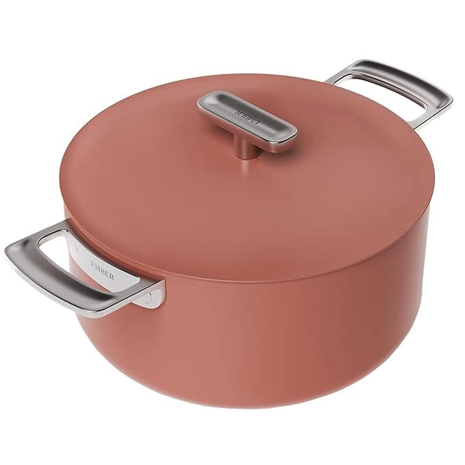 Ceramic Non Stick Dutch Oven 24 cm, Metallic Lid, Stainless Steel Handles, Non Toxic Biryani Pot