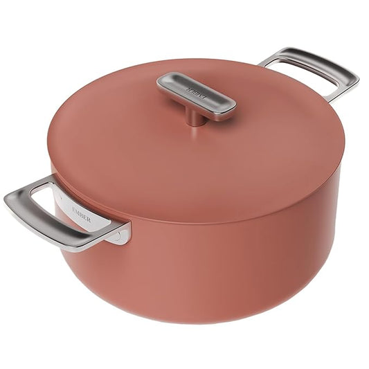Ceramic Non Stick Dutch Oven 24 cm, Metallic Lid, Stainless Steel Handles, Non Toxic Biryani Pot