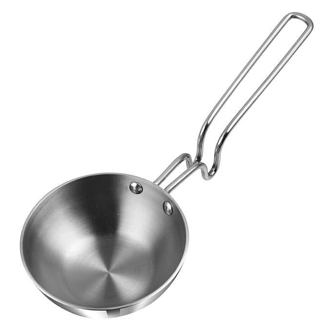 Triply Stainless Steel Tadka Pan Jumbo, 400 ml, 12.5 cm, Balance Design Handle