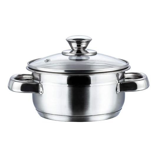 Stainless Steel Saucepot with Glass Lid 3 L, 20 cm, 2.5 mm Thick Base