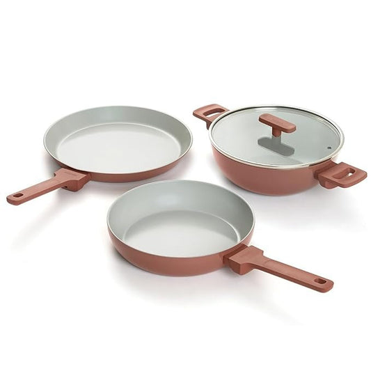 Cookware Set of 3 Soft-Touch Handle Grey