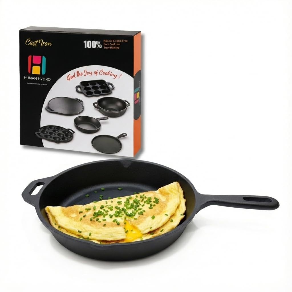 Pre-Seasoned Cast Iron Fry Pan 25 cm 100% Natural Nonstick Non-Toxic Induction Gas