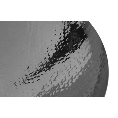 Silver Hammered Bowl with Black Horn-Style Handles
