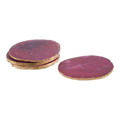 Set of 4 Agate Pink and Gold Coasters