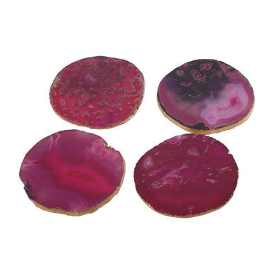 Set of 4 Agate Pink and Gold Coasters