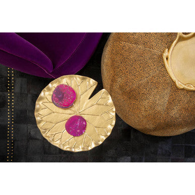 Set of 4 Agate Pink and Gold Coasters