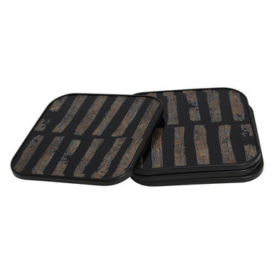 Set of 4 Square Black and Gold Abstract Coasters
