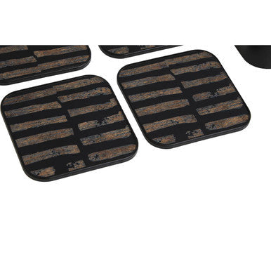 Set of 4 Square Black and Gold Abstract Coasters