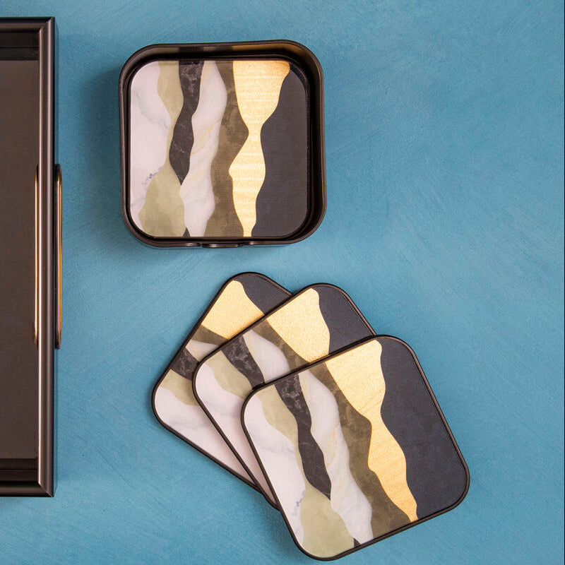 Set of 4 Abstract Colour Square Coasters