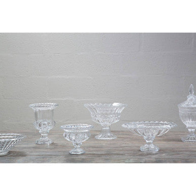 Clear Glass Ridged Rounded Bowl