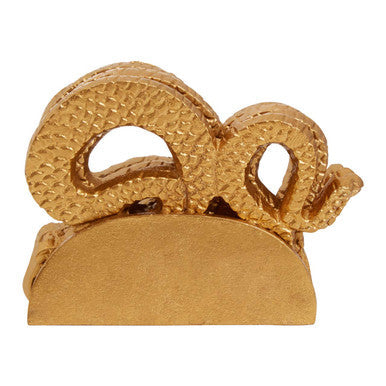 Gold Set of 4 Snake Motif Coasters with Holder