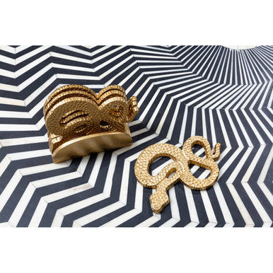 Gold Set of 4 Snake Motif Coasters with Holder