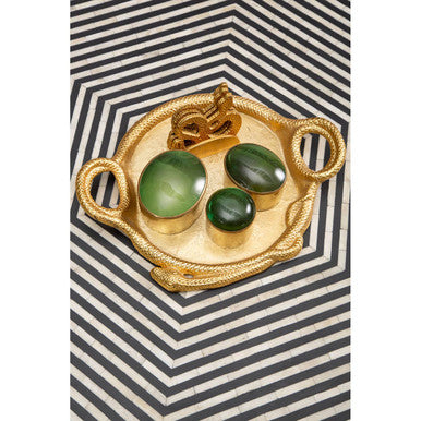 Gold Set of 4 Snake Motif Coasters with Holder