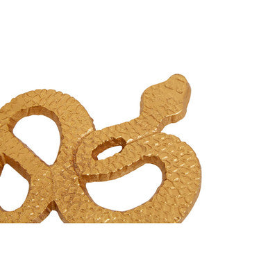 Gold Set of 4 Snake Motif Coasters with Holder