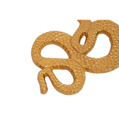 Gold Set of 4 Snake Motif Coasters with Holder